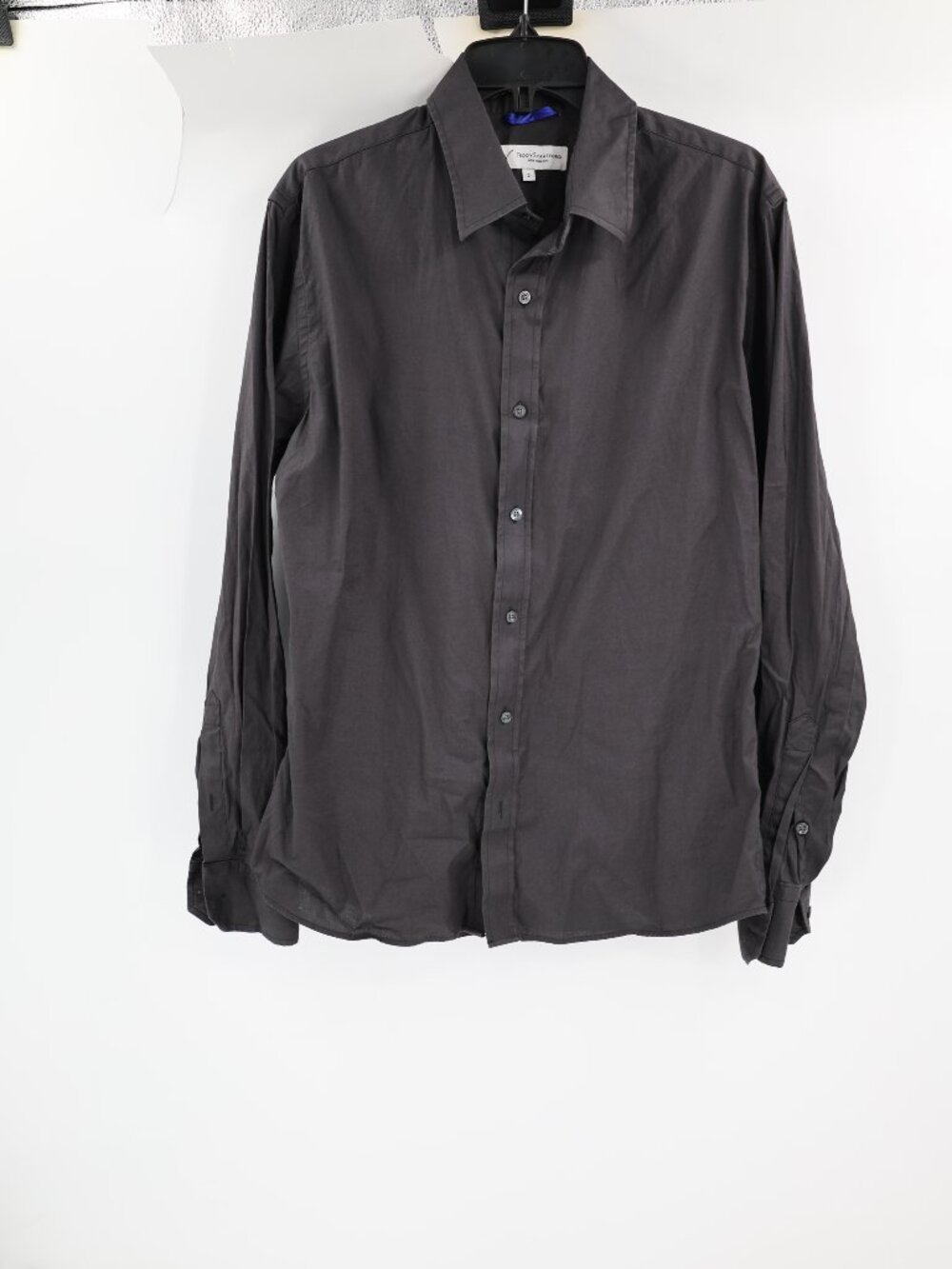 Teddy Stratford Shirt Mens 3 Zip Fit Cotton Stretch Long Sleeve Button Up Black